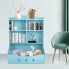 Kids Bookshelf Kid Toy Storage Organizer Home Organization Toys Bookcases 3Tier Children Wooden Bookshelves Easy to Assemble Book Cabinets for Nursery Kindergarten Playroom Bedroom Study Room (Blue) view 1