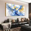 Abstract Blue Canvas Wall Art, Modern Canvas Print, Blue Bright Motion Composition Art, Abstract Art Wall Decor, Blue Wall Decor, Prints for Wall Decor, Home Office Decor (Gold Frame, 59"x33"|150x84cm) view 2