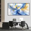 Abstract Blue Canvas Wall Art, Modern Canvas Print, Blue Bright Motion Composition Art, Abstract Art Wall Decor, Blue Wall Decor, Prints for Wall Decor, Home Office Decor (Gold Frame, 59"x33"|150x84cm) view 3