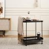 EHVYBDX 2-Tier Rolling Service Cart - Kitchen Hotel BarBathroom Trolley - Full-Metal Kitchen Bathroom Shelf - Multi-Function Practical Display Shelf Wrought Iron view 2