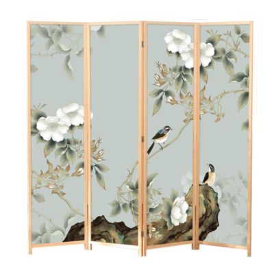DOENUUB Room Dividers and Folding Privacy Screens, 4 Panel Wooden Freestanding Wall Room Divider, Living Room Partition Separator, Chinese Style Room Folding Privacy Screens, 1.8M(C)