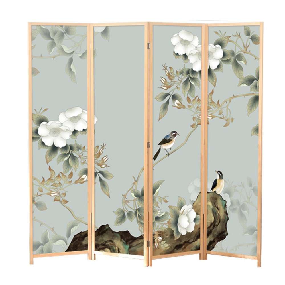 DOENUUB Room Dividers and Folding Privacy Screens, 4 Panel Wooden Freestanding Wall Room Divider, Living Room Partition Separator, Chinese Style Room Folding Privacy Screens, 1.8M(C)