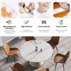 53.15" White Faux Marble Round Dining Table Set for 4-6, Morden Sintered Stone Dining Room Table Set with 4 Faux Leather Brown Dining Chairs for Dining Room view 3