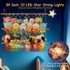 2 Tier Stuffed Animal Storage Shelf Net, 35x30'' Large Plushie Net w/ 2.4/1'' Dense Mesh for Mini Medium Stuffy Teddy, Rainbow Boho Macrame Toy Holder Display w/ Lights&Clips for Nursery Kid Girl Boy view 4