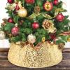 LIHAO Gold Christmas Tree Collar, 24 Inch Sequin Christmas Tree Skirt, Christmas Tree Base Cover Stand, Glitter Xmas Tree Ring for 3ft 4ft 5ft 6ft Artificial Trees Festival Decor Home Party view 1