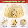 LIHAO Gold Christmas Tree Collar, 24 Inch Sequin Christmas Tree Skirt, Christmas Tree Base Cover Stand, Glitter Xmas Tree Ring for 3ft 4ft 5ft 6ft Artificial Trees Festival Decor Home Party view 3