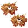 2Pcs Fall Candle Ring 9.8 Inch Autumn Candle Ring Artificial Maple Leaf Wreath Thanksgiving Candle Ring Holder Mini Fall Wreath for Pillars Centerpiece Tabletop Decoration Mini Fall Wreath Small Fall view 1