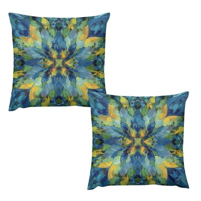 ArogGeld Watercolor Portuguese Abstract Damask Throw Pillow Cover Set of 2 20"x20" Abstract Flower Trellis Blue Throw Pillows Chinoiserie Dutch Velvet Throw Pillow Case for Living Room Bedroom