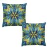 ArogGeld Watercolor Portuguese Abstract Damask Throw Pillow Cover Set of 2 20"x20" Abstract Flower Trellis Blue Throw Pillows Chinoiserie Dutch Velvet Throw Pillow Case for Living Room Bedroom view 1
