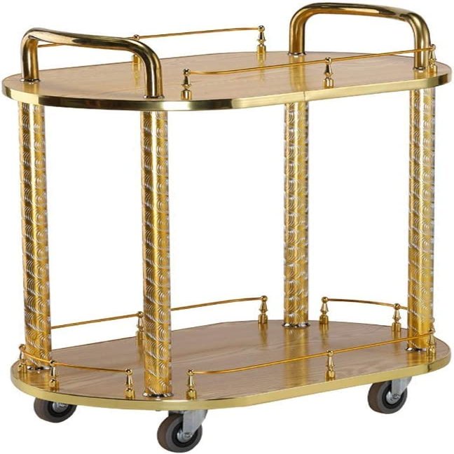 EHVYBDX Wine Cart for Home Kitchen Hotel Durable Serving Drinks Bar Cart Metal Storage Trolley Rolling Cart Serving Kitchen Trolley with 4 Casters