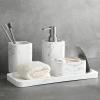HDNSAUD Soap Dispenser Set Bathroom Accessories Set Soap Dispenser Cotton Jar Mouthwash Cup Imitation Marble TumblerToothbrush Holder and Tray Marble White(Mouthwash Cup) view 2