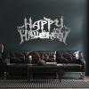 Happy Halloween Metal Wall Decor, Happy Halloween Letter Wall Art, Pumpkin Bat Metal Decor, Wall Art for Living Room (Silver, 24"x13"|60x32cm) view 1