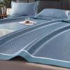 Ice Silk Cooling Mat Foldable Summer Cooling Bedding Mat, Ice Rattan Mat 3 Piece Set, Comfort Soft Nonslip Matting Cover for All Seasons(Blue,200 * 220cm) view 1