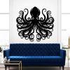 Octopus Metal Wall Art, Large Metal Octopus Wall Decor, Ocean Monster Art, Sea Life Decor, Nautical Wall Art for Bathroom, Living Room (White, 24"x22"|60x55cm) view 3