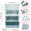 iHansee 3 Tier Stuffed Animal Storage Shelf Net, 24x39 Inch Large Plushie Net w/LED Light & Clips for Mini Medium Stuffy Teddy, Aqua Boho Macrame Wall Toy Holder Display for Nursery Kids Girls Boys view 2