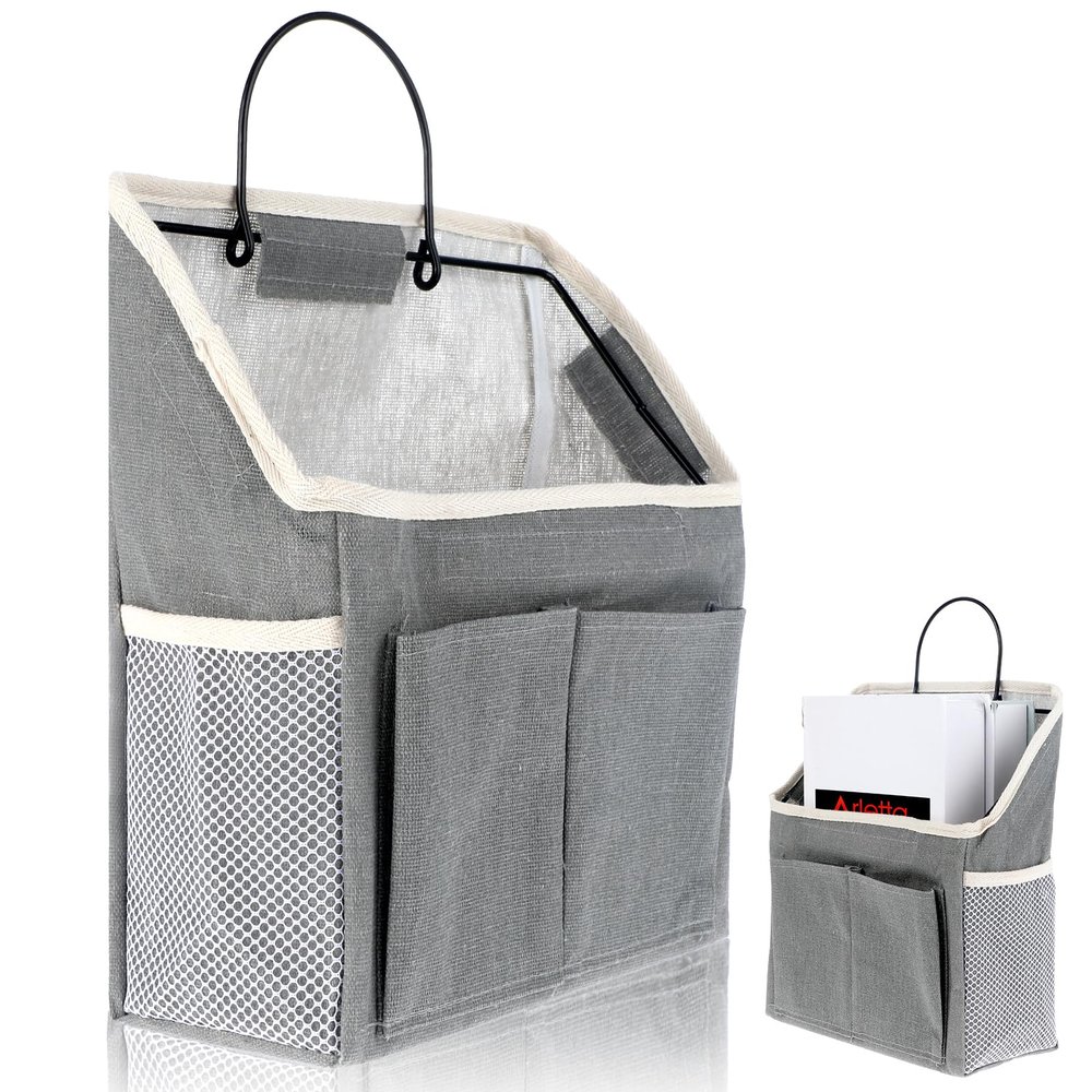 11.4 X 8.66 Inch Wall Hanging Storage Bags with Pockets, Wall Organizer Storage Basket for Dorm, Kitchen, Bathroom, Bedroom, Office, Gray
