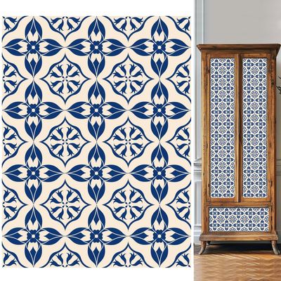 WEBEEDY 36 PCS Blue-Beige Tile Sticker Decal Easy to Peel and Stick Self-Adhesive Wall Tile Decals Waterproof Removable Decorative Stickers for Kitchen Bathroom Laundry Shower Decor(4x4 Inch)