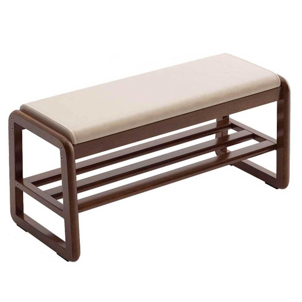 YEDECOR Wood Shoe Storage Bench Entryway Bench with Cushion Shoe Rack Organizer Rustic Shoe Rack Accent Foyer Bench Seat for Bedroom Hallway Living Room,B-100x30x42cm