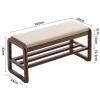 YEDECOR Wood Shoe Storage Bench Entryway Bench with Cushion Shoe Rack Organizer Rustic Shoe Rack Accent Foyer Bench Seat for Bedroom Hallway Living Room,B-100x30x42cm view 3