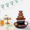 3-Tier Chocolate Fondue Fountain, Mini Melting Chocolate Melt Dipping Machine, Stainless Steel Chocolate Melting Machine Nacho Cheese, BBQ Sauce, Ranch, Liqueuers, for Birthday Party Wedding view 3