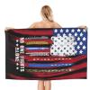 No One Fights Alone USA Flag Thin Line Military Police Nurse Beach Towel Bath Towel Absorbent Bathroom Towels Super Oversized 32x52 Inch view 3