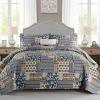 Mybedsoul Dark Grey Quilt Set King Size, 3 Pieces Plaid Floral Bedspread Set Patchwork Reversible Bedding Set Microfiber Lightweight Bedspread Coverlet Set for All Season 110"x90" view 1