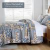 Mybedsoul Dark Grey Quilt Set King Size, 3 Pieces Plaid Floral Bedspread Set Patchwork Reversible Bedding Set Microfiber Lightweight Bedspread Coverlet Set for All Season 110"x90" view 3