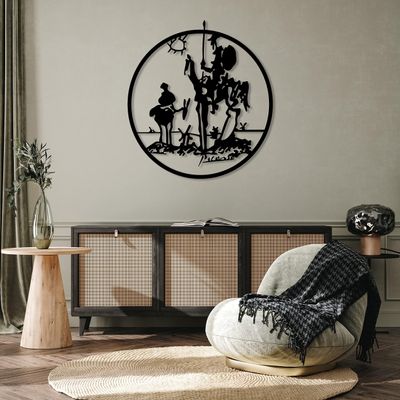 DecoSoul Don Quixote Metal Wall Art, Modern Living Room Metal Wall Decor, Unique Home Decor, Pablo Picasso Artwork, Adventure Lover for Home Decor, Livingroom Wall Art, (14.5 x 13.7 / 37 x 35 cm)