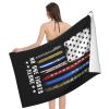 No One Fights Alone USA Flag Thin Line Military Police Nurse Beach Towel Bath Towel Absorbent Bathroom Towels Super Oversized 32x52 Inch view 4