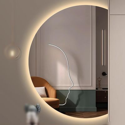 BiSaXieTa Large Smart Wall Mounted Vanity Mirror 80x120cm LED Lighted 3-Color Dimmable Bathroom Mirror, Backlit Anti-Fog Makeup Mirror Half Moon Home Decor Full Length Mirror(Right Cut,28 * 39inch)