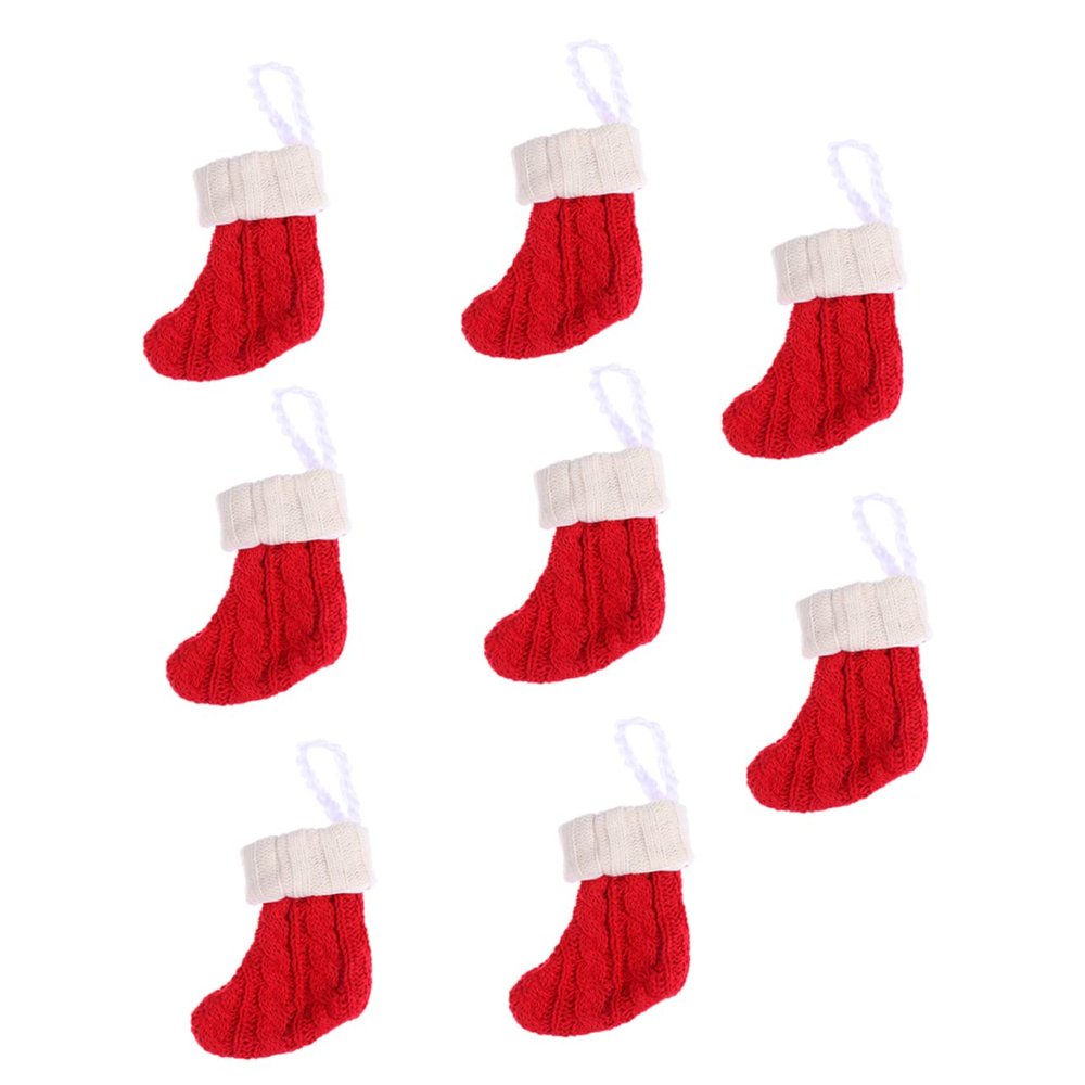 AUTSUPPL 8pcs Christmas Stocking Cutlery Holder Knives Forks Organizer for Holiday Tableware Knitted Utensil Bags for Festive Dinner Decorations