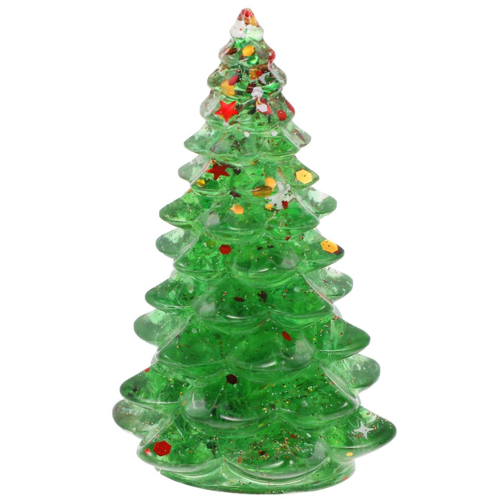 CATIEBYE Miniature Christmas Tree Ornament Handmade Resin Craft Decorative Xmas Tree for Desktop Holiday Decor for Table Dining Centerpiece
