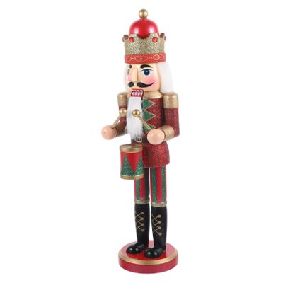 Amosfun Wooden Nutcracker Puppet Figure Festive Christmas Decoration for Home Office Charming Desktop Xmas Ornament for Holiday Cheer
