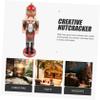 Amosfun Wooden Nutcracker Puppet Figure Festive Christmas Decoration for Home Office Charming Desktop Xmas Ornament for Holiday Cheer view 3