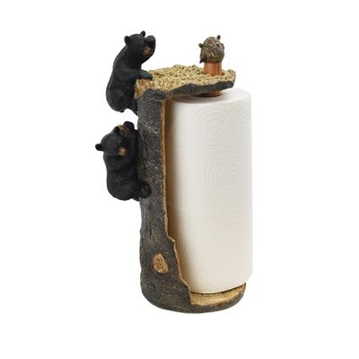 Treasure Gurus Rustic Black Bears Paper Towel Roll Holder Kitchen Countertop Storage Essentials Cabin Home Decor