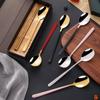 IFAJOOR Flatware Silverware Set, 2/8/12/16/20/24pcs 304 Stainless Steel Cutlery Spoon Chopsticks Set Korean Style Spoon Chopsticks Student Travel Spoon Chopsticks Gift, Tableware Cutlery Set(Gold,16 view 3