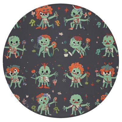 Dwrepo Round Seat Cushion Many Zombies Chair Cushions Non Slip Removable Chair Pad Stool Cushion Stool Seat Cover for Couch Sofa Floor Office Kitchen 15.3 Inch