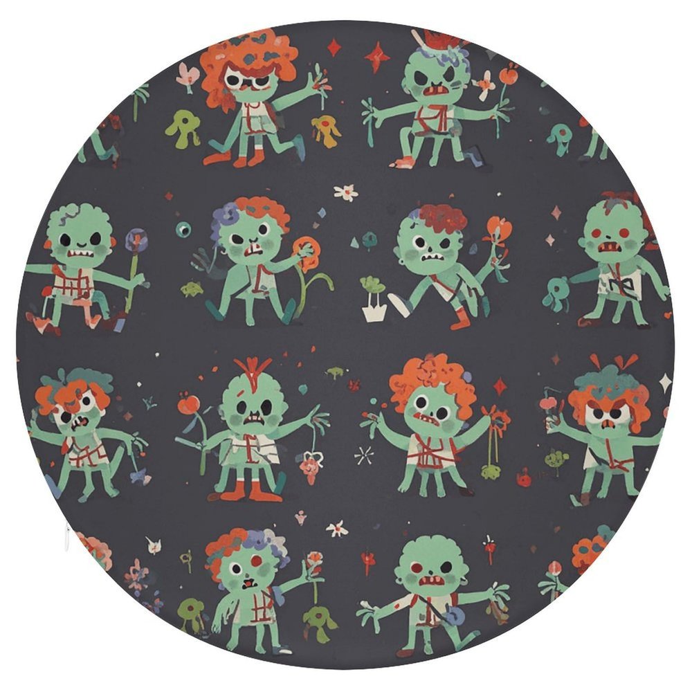 Dwrepo Round Seat Cushion Many Zombies Chair Cushions Non Slip Removable Chair Pad Stool Cushion Stool Seat Cover for Couch Sofa Floor Office Kitchen 15.3 Inch