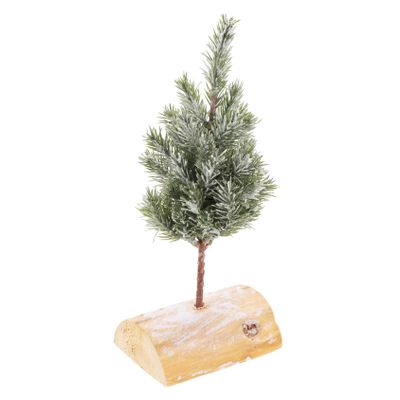Beatifufu Artificial Snowy Christmas Tree with Wooden Base Decorative Tabletop Xmas Tree Ornament for Home Holiday Decor Realistic Appearance for Christmas Party Supplies