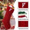 guccde Christmas Stockings with Initials, Personalized Embroidered Monogram 18 Inches Knitted Christmas Stockings Fireplace Xmas Stockings for Kids,Family Holiday Party Decoration Red Letter D view 3