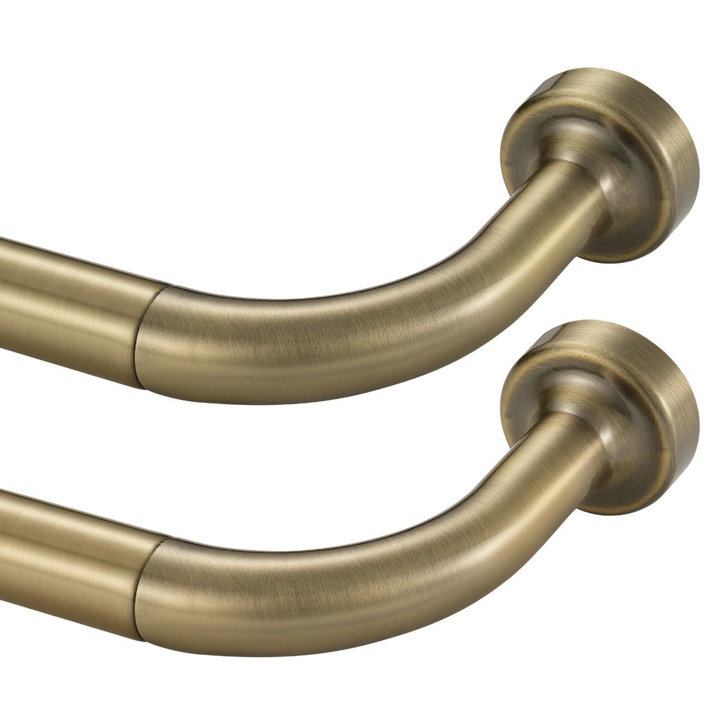 Lwiiom 2 Pack Wrap Around Curtain Rod for Windows 28-150", Internal Splicing 1 Inch Diameter Disc, Adjustable Room Darkening Curtain with Aluminum Finials and Brackets, Antique Bronze