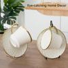 Tea Coffee Cups Plates Stand, 8 Pcs Metal Mug Organizer Rack, Cup And Saucer Display Stand, Golden Finish Teacup And Coffee Mug Rack Saucer Holders view 2