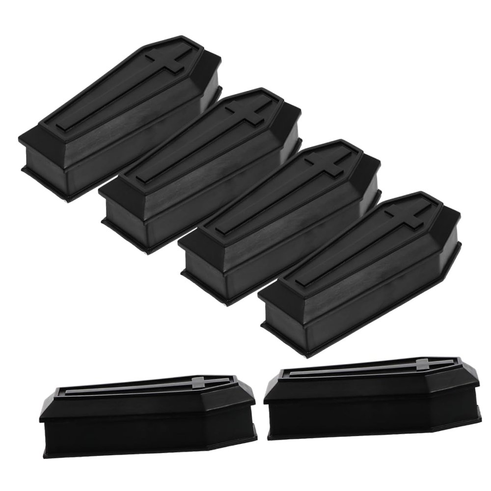 Outanaya 6pcs Miniature Coffin Boxes Spooky Halloween Treat Containers for Parties Haunted Houses and Decorations Design for Candy and Item Storage