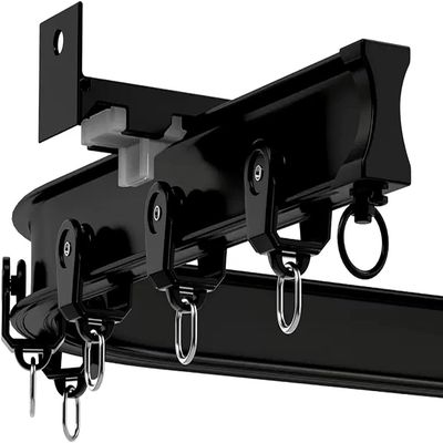 1m-12m Long Black Bendable Ceiling Curtain Railing, L Shape U Shape Flexible Curtain Tracks and Fittings(Wall Mount,1m/3.3ft)
