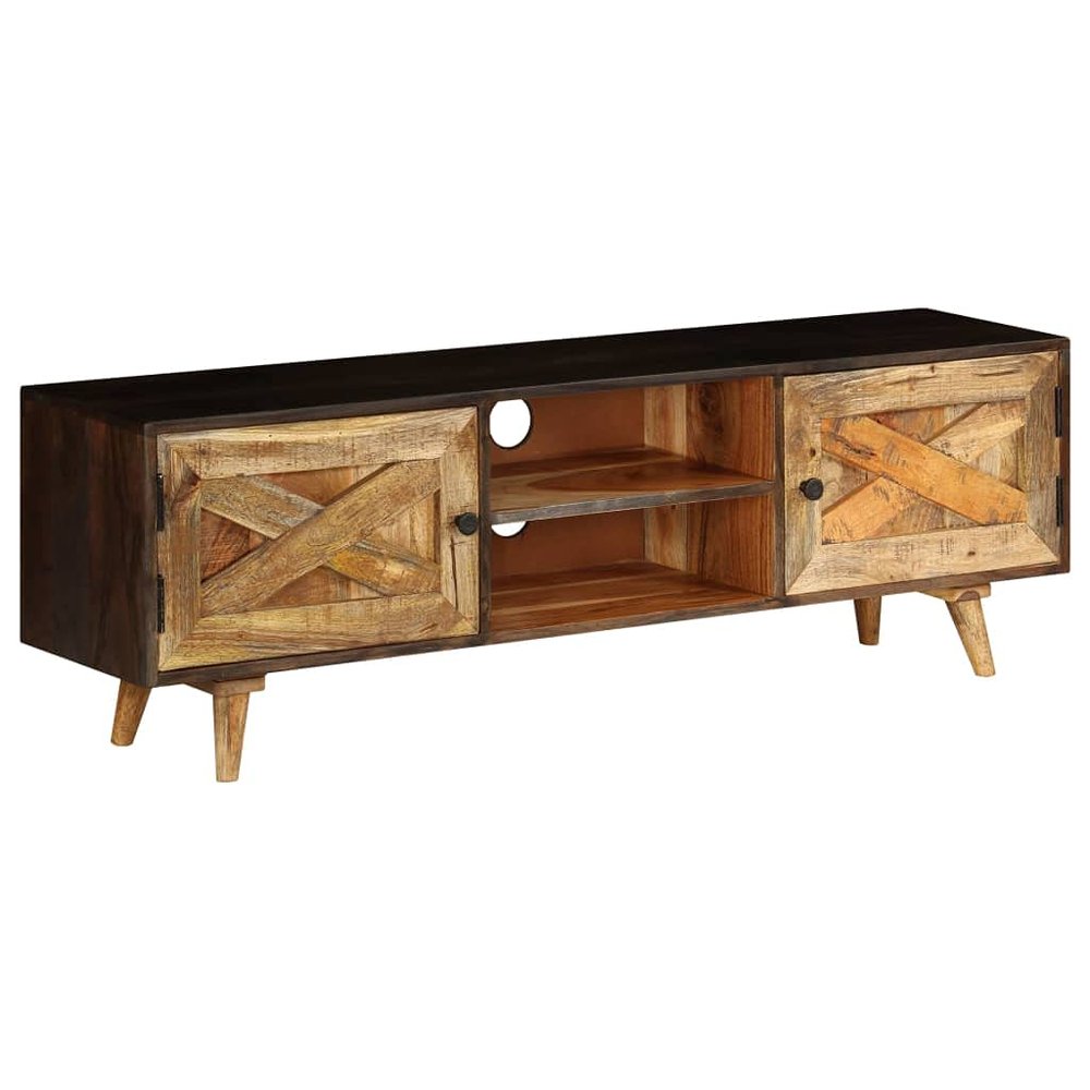 TV Furniture TV Stand Solid Wood Mango 55.1"x11.8"x17.7",Solid Mango Wood TV Cabinet with Ample Storage Space for Living Room Furniture Living Room TV Benche, Media Furniture