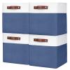 Bagnizer Collapsible Fabric Storage Cubes 11x11 Cube Storage Bins, 4 Pack Closet Baskets Box with Handles for Organizing, Shelf, Toys, Clothes, Home, Office, Nursery (Navyblue&White) view 1