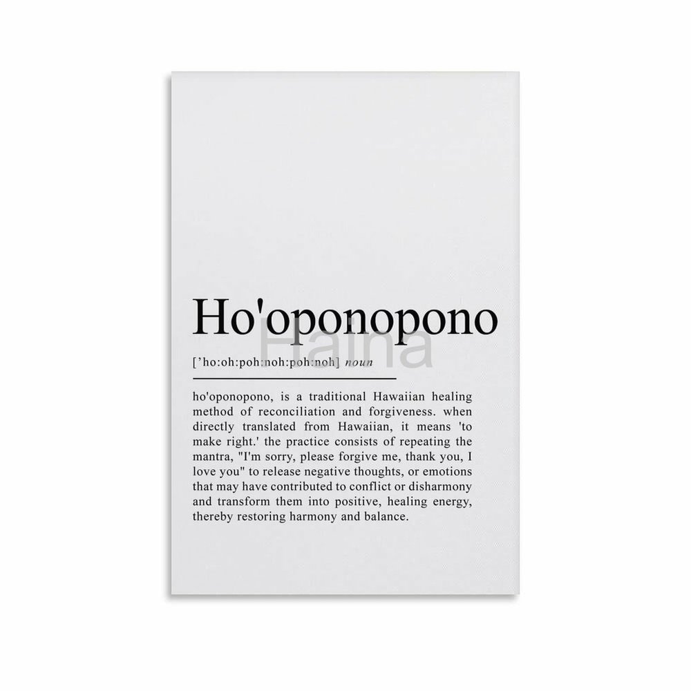Ho'oponopono Definition Poster Canvas Painting Posters And Prints Wall Art Pictures for Living Room Bedroom Decor 08x12inch(20x30cm) Unframe-style