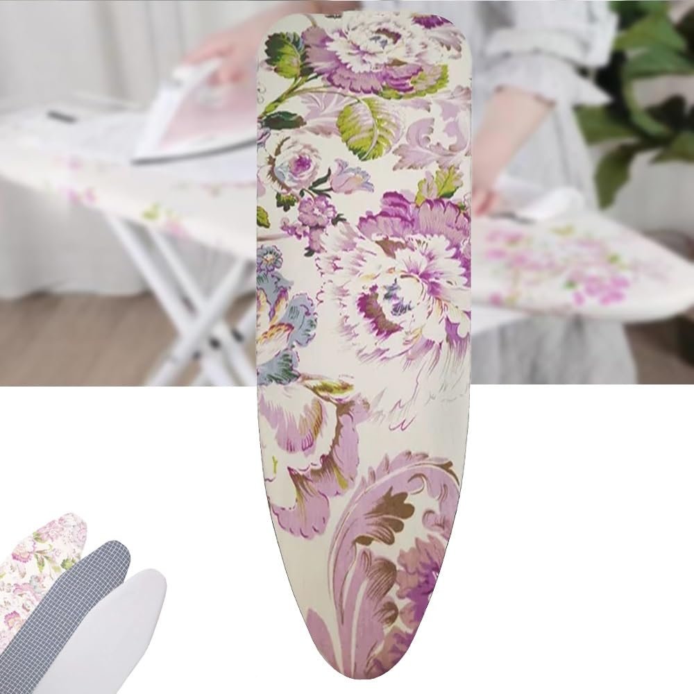 TAJMDGW Ironing Board Pad with Padding 12x35in 14x43 in Ironing Board Replacement Pad and Cover, Cotton Ironing Board Cover Resist Scorching and Staining(Pink,13x39 Inch(100x34cm))