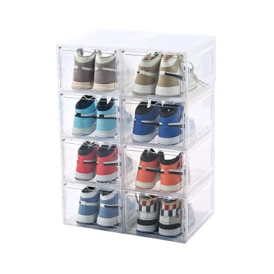 KEFA 8 Pack US 15 XXL Clear Shoe Storage Boxes Stackable, Shoe Organizer Clear Plastic Shoe Boxes, Shoe Case