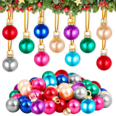 ASTNIC 64 Pcs Mini Christmas Balls Ornaments 16mm Glitter Colorful Balls Christmas Decor Hanging Pendant for Xmas Tree DIY Craft Holiday (Red,Champagne,Pink,Green,Light Blue,Royal-Blue,Purple,Gray)